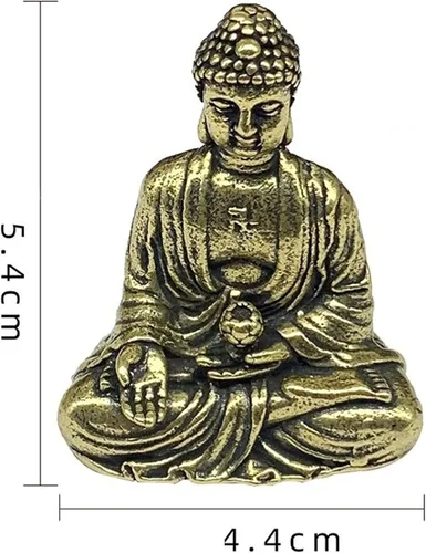 Vista 6 de Estatua de Buda Shakyamuni de meditación de latón, escultura de Tathagata hecha a mano, figuras de Feng Shui, creyentes budistas, adornos