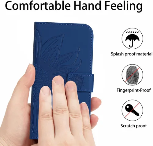 Vista 7 de XYX Wallet Case Compatible with Honor X7, Emboss Half Flower Floral PU Leather Flip Protective Case with Wrist Strap Kickstand for Honor X7, Deep
