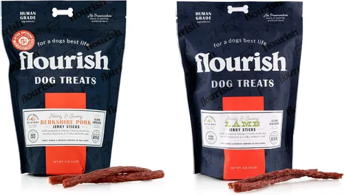 Vista 14 de Flourish Pets Angus - Palitos de carne seca de res, golosinas para perros, masticables de entrenamiento saludable (8 onzas)
