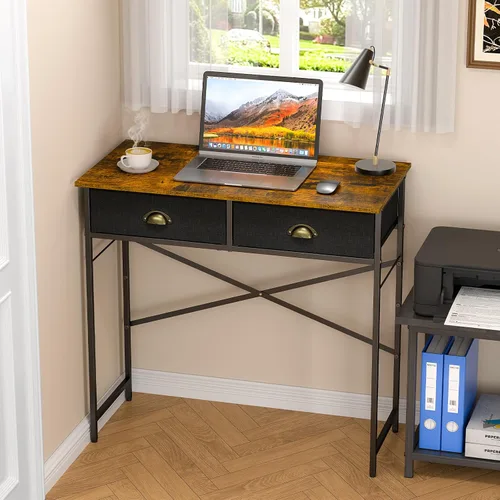 Vista 10 de DAOUTIME - Escritorio negro para escribir para dormitorio de niños, escritorio pequeño de 31.5 pulgadas para computadora para espacios pequeños