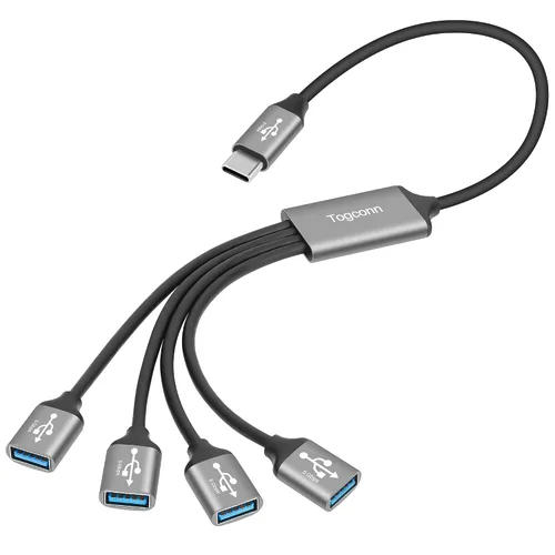 Vista 6 de Divisor USB 3.0 de 1 en 4 salidas Cable adaptador Y de 1 pie, cable de extensión USB-A 3.0 macho de 5 Gbps a cuatro 4 hembras, 4 USB tipo A