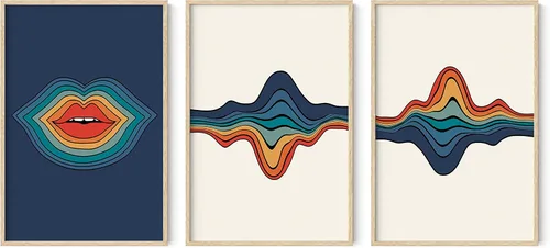 Vista 79 de HAUS AND HUES - Arte de póster Bauhaus - Juego de 3 arte de pared abstracto moderno, pósteres vintage e impresiones, arte de pared azul y amarillo