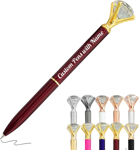 Vista 39 de Hasta 100 bolígrafos de diamante personalizados a granel con nombre, bolígrafo de impresión personalizada con logotipo de negocios grabado, mensaje