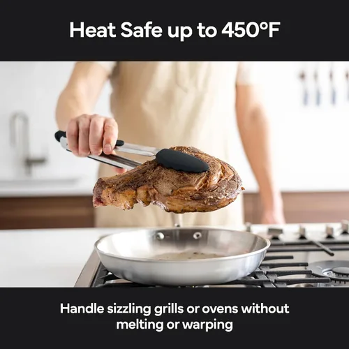 Vista 5 de Misen Pinzas de Cocina - Aptas para Lavavajillas, Resistentes - Herramienta de Parrilla con Punta de Silicona de Precisión - Resistente al Calor