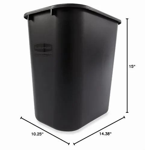 Vista 7 de Rubbermaid Commercial Products - Basurero de resina plástica/Papelera, 7 galones/28 cuartos de galón, color negro, de plástico