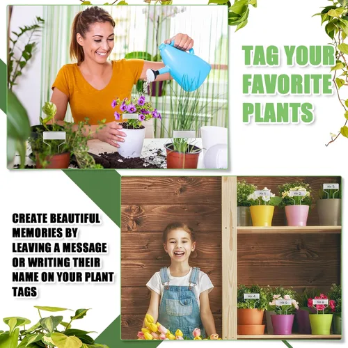 Vista 6 de Moxweyeni 60 etiquetas de metal para jardín, etiquetas impermeables para plantas con 2 bolígrafos permanentes, etiquetas reutilizables para plantas