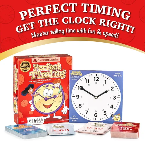 Vista 2 de Continuum Games Perfect Timing Game - Juego de mesa cooperativo Tell Time para niños - Divertido juego educativo familiar para aprender a leer un