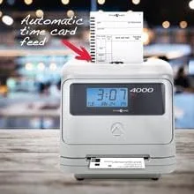 Vista 2 de Pyramid 4000 reloj automático computador de horas, hasta 50 empleados, hecho en EE. UU.