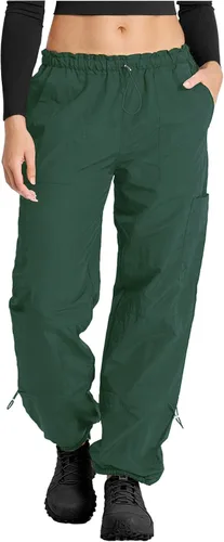 Vista 16 de Waitfairy Pantalones cargo para mujer, con cordón elástico, cintura elástica, pantalones de paracaídas holgados para mujer, pantalones Y2K con 01