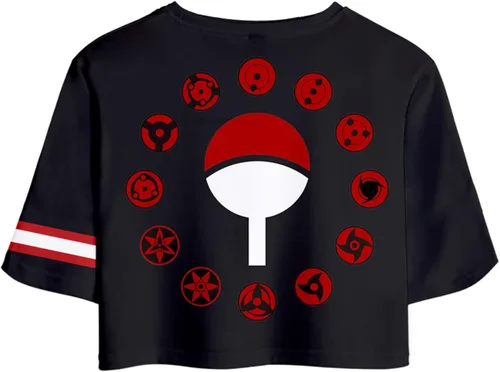 Vista 3 de Uasialuot Anime femenino ombligo corto camiseta y pantalones cortos conjunto niña anime cosplay ropa novedad anime femenino traje de manga corta