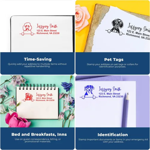 Vista 3 de American Bulldog Stamp Duo, Custom Return Address for Dog Lovers, Personalized Mail Mark for Letters and Cards