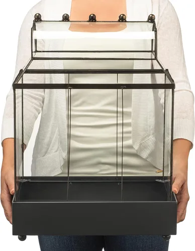Vista 6 de H Potter Estuche grande de terrario Wardian de vidrio con vidrio curvo, maceta de mesa para interior con base de metal, exhibición decorativa