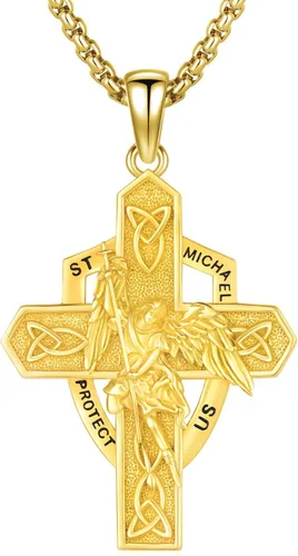 Vista 106 de 925 Sterling Silver Patron Saint Amulet Necklace for Men Women plateado