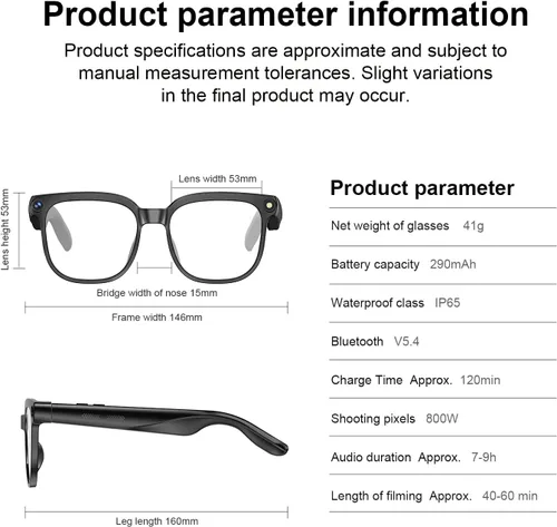 Vista 2 de Lentes inteligentes AI 2026 con cámara, video HD 4K y captura de fotos, gafas de cámara de 8 MP para hombres y mujeres, gafas de grabación