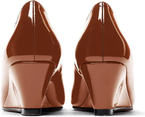 Vista 4 de WAYDERNS Zapatos de tacón bajo con punta cuadrada de charol para mujer, 2 pulgadas