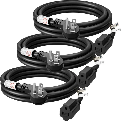 Vista 13 de FIRMERST 1875W 6 pies 15A Cable de extensión de enchufe plano de perfil bajo 14 AWG negro, listado UL
