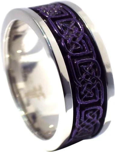 Vista 3 de Fantasy Forge Jewelry Royal Purple Celtic Spinner Anillo Acero Inoxidable Majestic Viking Anti Ansiedad Tallas 5-17 Mujeres Hombres