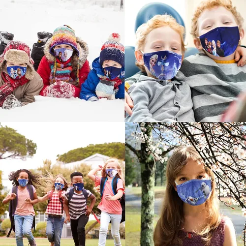 Vista 5 de Paquete de 5 máscaras faciales para niños transpirables reutilizables ajustables con alambre para la nariz regalo para niños y niñas
