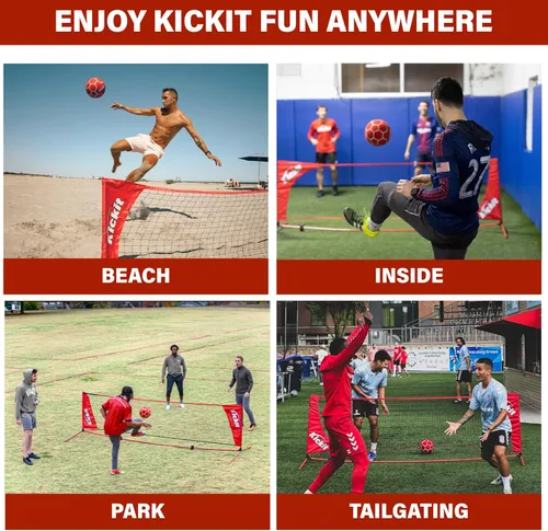 Vista 6 de Kickit Juego de tenis de fútbol profesional, portátil de 12 pies de ancho x 3 pies de alto y pelota ligera suave, para jugar al aire libre