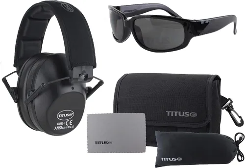 Vista 21 de TITUS Paquete combinado de orejeras y gafas de seguridad de línea delgada