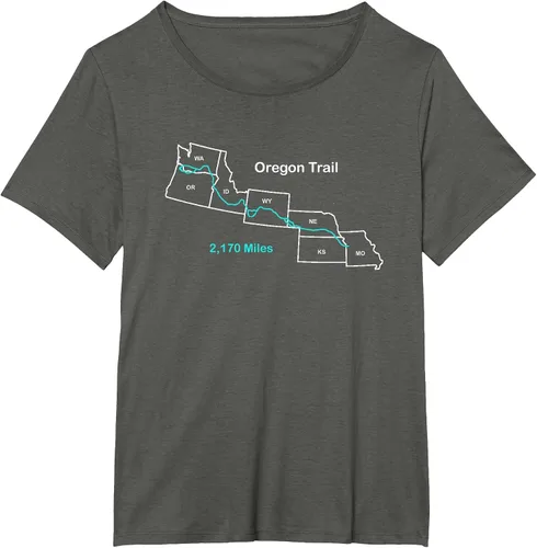 Vista 71 de Route Map of The Oregon National Historic Trail T-Shirt Asphalt Grey