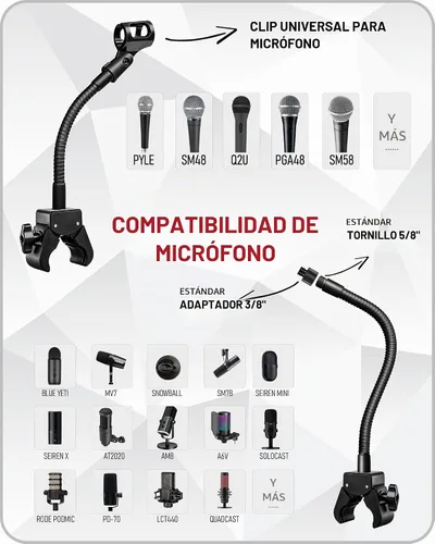 Vista 3 de Soporte de micrófono con soporte de música, cuello de cisne de 13 pulgadas