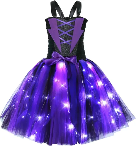 Vista 5 de Tempura Conjunto de disfraz de payaso de Halloween para niñas y niñas, vestido de tul, cuchillo, calcetines, guantes, horquilla, juegos para fiestas