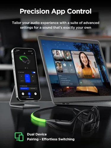 Vista 9 de HAKII Light 2 Auriculares abiertos de oído abierto, IPX5 Auriculares para correr con cuerda de baliza ultra brillante de 180°, BT 6.0, tiempo