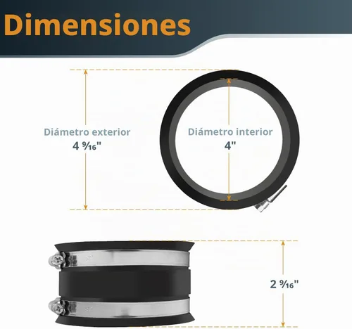Vista 6 de POWERTEC 70322 Reductor de 4 a 2-1/2 pulgadas y manguito flexible de control de polvo de 4 pulgadas con abrazaderas de manguera de acero inoxidable