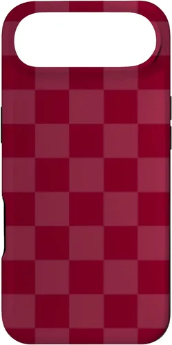 Vista 27 de Funda de diseño simple con diseño a cuadros rojo burdeos para iPhone 16