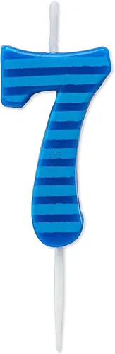 Vista 7 de Papyrus Vela de cumpleaños número 0, rayas azules (1 unidad)