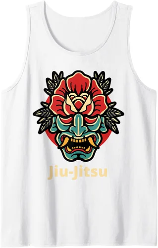 Vista 3 de Máscara de demonio de rosa japonesa Oni Mask jiu-jitsu Tank Top Negro