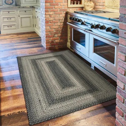 Vista 25 de Homespice Apple Pie - Alfombra ovalada roja de 2 x 3 pies, alfombra de cocina trenzada para decoración primitiva y rústica, reversible, yute sin