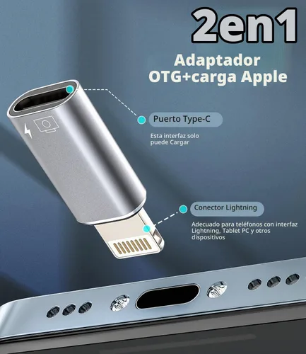 Vista 8 de Adaptador OTG para iPhone (paquete de 2) Dongle de auriculares USB C hembra a Lightning Macho, cargador convertidor de sincronización de datos