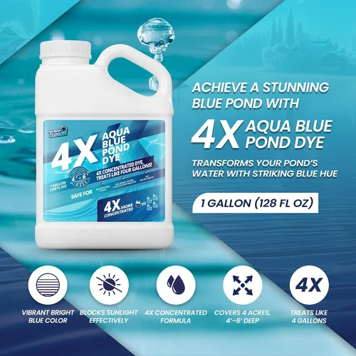 Vista 2 de Tinte para estanque azul aguamarina de 1 galón concentrado 4X, tinte azul lago y estanque para agua de color aguamarina, colorante ideal para lago