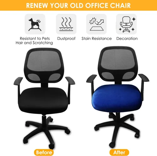 Vista 6 de Yikko Fundas de Cojín de Asiento de Terciopelo para Sillas de 14.96 a 18.89 Pulgadas, Fundas para Sillas de Computadora de Oficina, con Correas