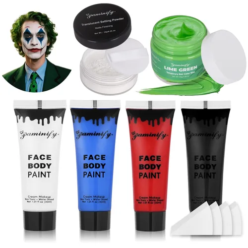 Vista 23 de Kit de pintura corporal a base de agua para Halloween, 1.01 onzas/pieza, pintura corporal a base de agua con esponja para disfraz de payaso