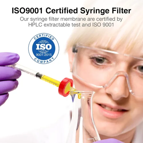 Vista 2 de SimPure Filtro de jeringa Membrana hidrofóbica de PTFE 100 PCS, tamaño de poro de 0.22um, diámetro de disco de 0.512 in, filtro de aguja HPLC y GC