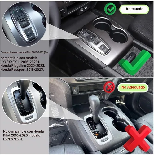 Vista 4 de Cubierta del panel de cambio para Honda Pilot 2016-2022 Ridgeline 2020-2023 Passport 2019-2023, protector antiarañazos para el marco del portavasos
