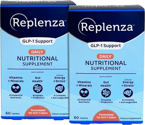 Vista 8 de Replenza Daily GLP-1 Suplemento de apoyo nutricional, vitaminas y minerales esenciales, apoyo para la salud intestinal, el estrés y la energía