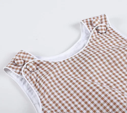 Vista 5 de Lil Cactus - Pelele de una pieza con diseño de burbujas, estilo seersucker o cuadros de gingham, para bebés y niños pequeños café Gingham