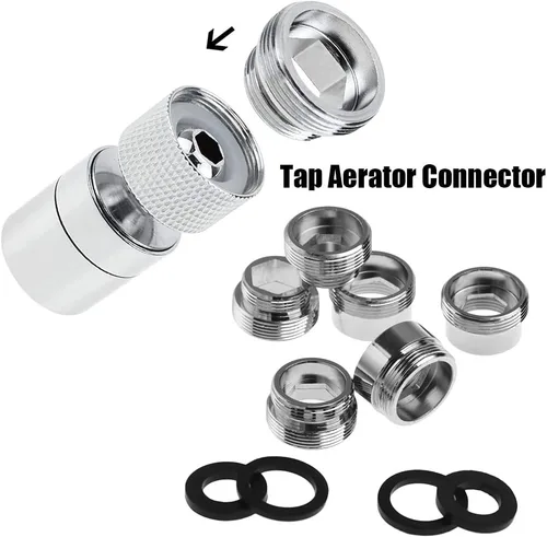 Vista 3 de Adaptador aireador de agua para grifo, conector de aireador de filtro de agua de grifo de latón, adaptador de rosca NPT de 1.024 in a 0.866 in
