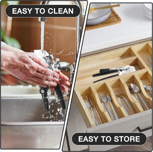 Vista 6 de Abrelatas comercial manual resistente con imán Extra Long Handles,Ergonomic Design Large Handheld Open Easy for Big Cans,Home Kitchens,Seniors &