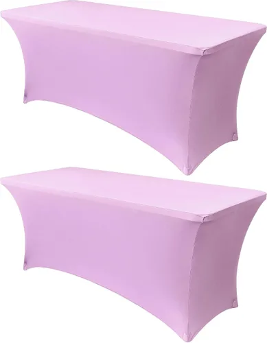 Vista 95 de Obstal - Mantel de mesa de elastano elástico de 4 pies para mesas plegables, paquete de 2, aguamarina Protector de mantel rectangular universal