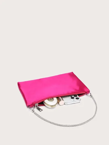 Vista 3 de GORGLITTER Bolso de noche para mujer, con cadena de diamantes de imitación, bolso de mano brillante, bolso cuadrado brillante