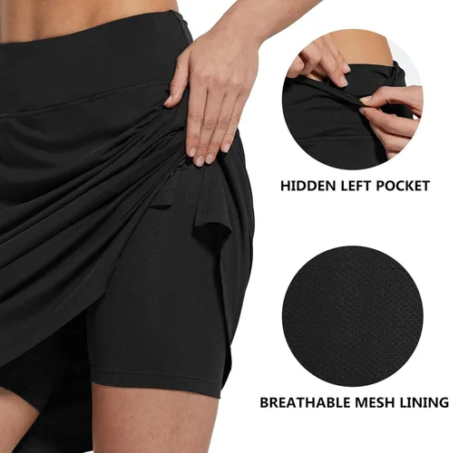 Vista 4 de BALEAF - Falda pantalón corta de 20 pulgadas de longitud hasta la rodilla, falda atlética, modesta, larga, casual, con bolsillo con cremallera