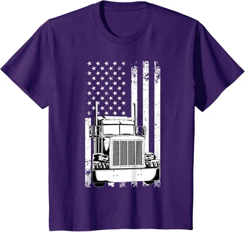 Vista 57 de Camión conductor bandera americana camionero vintage hombres mujeres regalo camiseta