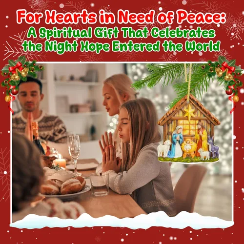 Vista 2 de TEEZWONDER Regalos navideños cristianos para mujeres y hombres - O Holy Night Adornos navideños de natividad en porcelana 3D 2025 - Regalos