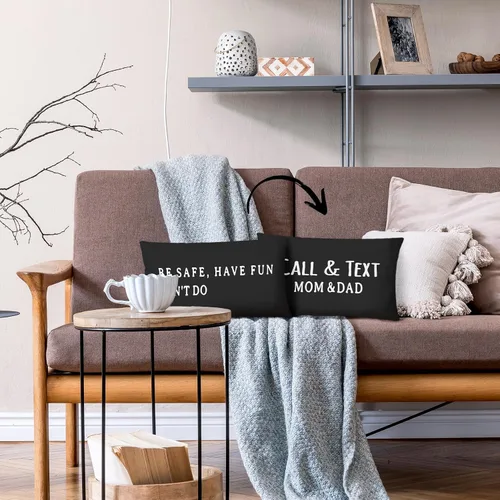 Vista 3 de Mingnei Funda de almohada con texto en inglés "Call Your Mom", divertida funda de almohada reversible decorativa de 12 x 20 pulgadas, regalos