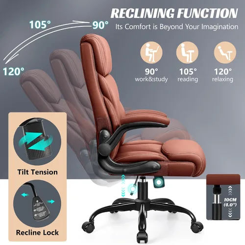Vista 5 de HeroSet Silla de oficina, ergonómicas grandes y altas sillas de escritorio para computadora, silla ejecutiva de cuero transpirable con reposabrazos